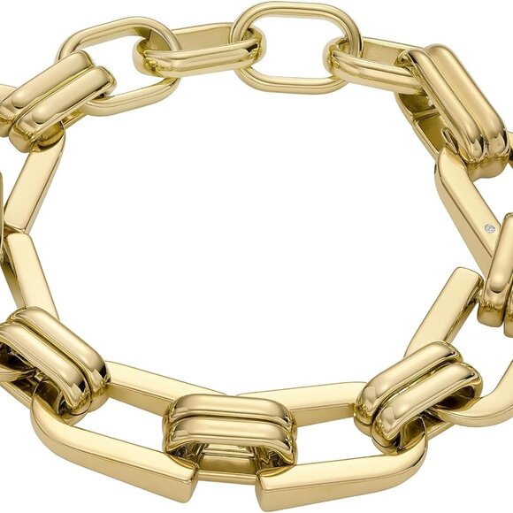 Women's Stainless Steel Chain Bracelet Gold Tone Cubic Zirconia Statement Jewelr - Picture 1 of 6